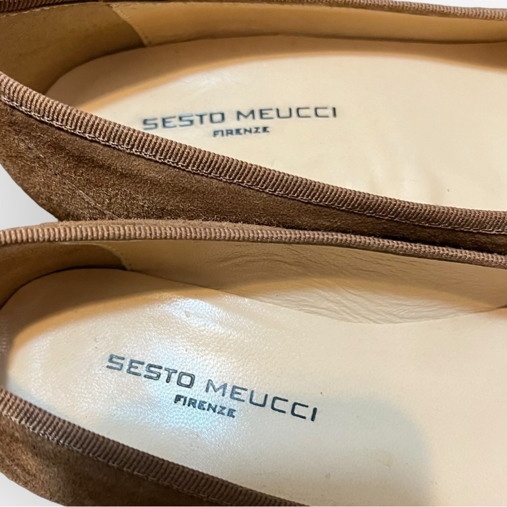 Sesto Meucci Made in Italy Ramie Suede Pumps Vara Ferragamo Look-Alike Size 6.5N - Picture 9 of 12